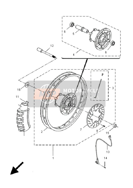 Yamaha DT50R-SM 2011 Front Wheel for a 2011 Yamaha DT50R-SM